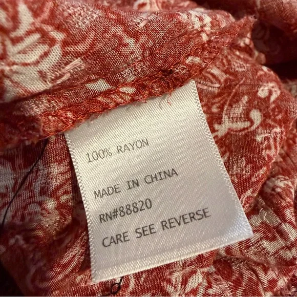 Cynthia Rowley Boho Maxi Skirt Red Floral Button Front Tassel High Waist M - Picture 6 of 9